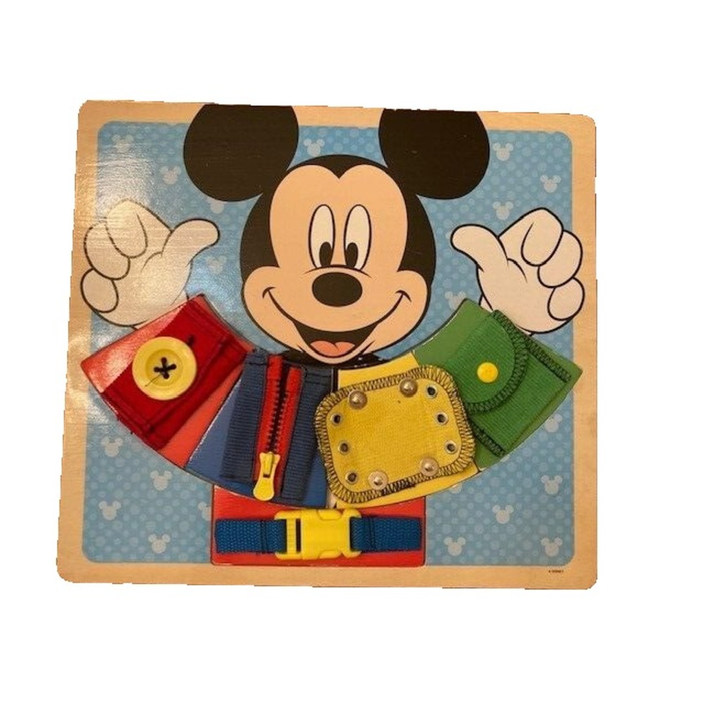 Disney Mickey Mouse wood puzzle buckles, snaps,‎ and ties Melissa & Doug